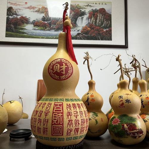厂家批发福禄缘天然葫芦摆件工艺品精挑雕刻一对百财图百福图葫芦